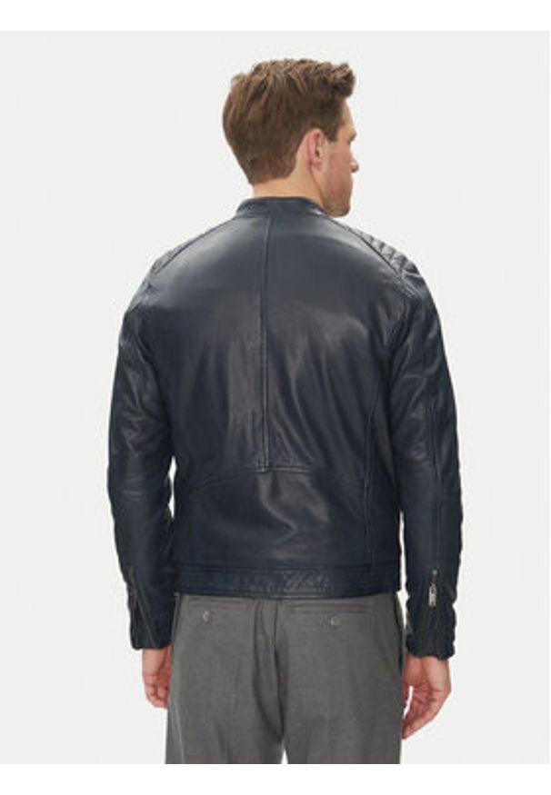 Serge Pariente Kurtka skórzana Alon Granatowy Regular Fit. Kolor: niebieski. Materiał: skóra