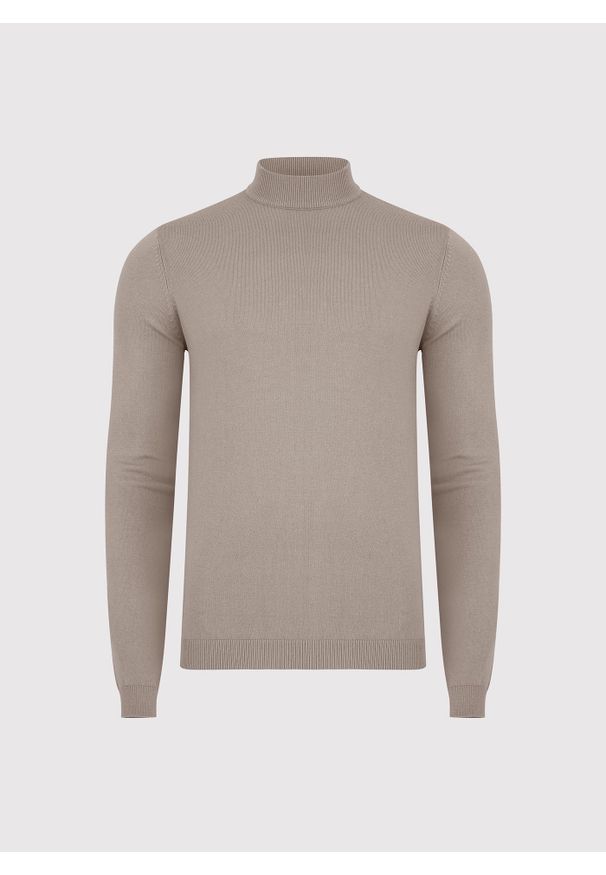 Pako Lorente - PAKO LORENTE – Beżowy półgolf męski. Kolor: beżowy, brązowy. Materiał: wiskoza, poliamid. Wzór: ze splotem, gładki