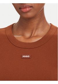 Hugo - HUGO T-Shirt Easy 50523924 Brązowy Slim Fit. Kolor: brązowy. Materiał: bawełna #2