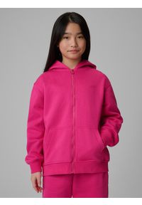 4f - 4F Bluza dresowa loose z kapturem dziewczęca - różowa 146/152 (10-12 lat). Okazja: na co dzień, na uczelnię. Typ kołnierza: kaptur. Kolor: różowy. Materiał: dresówka. Sezon: lato. Styl: casual #1