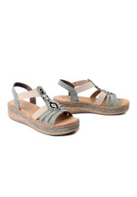 Rieker - RIEKER V0920-52 green, sandały damskie. Kolor: zielony. Materiał: guma #1