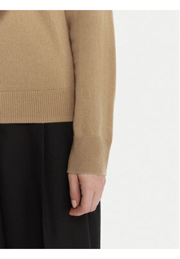 TOMMY HILFIGER - Tommy Hilfiger Sweter WW0WW47468 Beżowy Regular Fit. Kolor: beżowy. Materiał: wełna