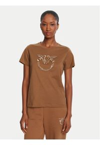 Pinko - PINKO T-Shirt Quentin 100535 A2RN Brązowy Regular Fit. Kolor: brązowy. Materiał: bawełna