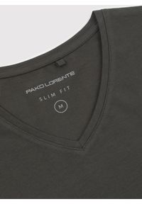 Pako Lorente - PAKO LORENTE – Zielony gładki t-shirt v-neck. Kolor: czerwony, brązowy, zielony. Materiał: bawełna, elastan. Wzór: gładki #6