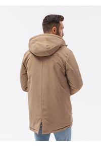 Ombre Clothing - Kurtka męska zimowa C517 - beżowa - XXL. Kolor: beżowy. Materiał: poliester. Sezon: zima #6
