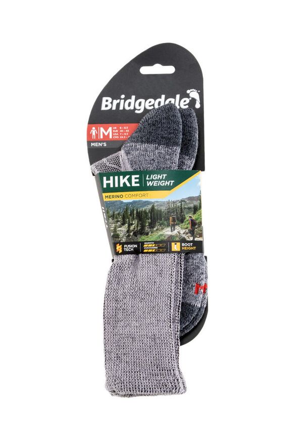 BRIDGEDALE - Skarpetki trekkingowe Bridgedale Hike Lt Merino C Boot. Kolor: szary. Sport: turystyka piesza
