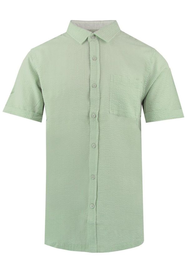 Weekendowa Koszula Męska z Kory Bawełnianej - Brave Soul - Miętowa Zieleń. Kolor: miętowy. Materiał: bawełna. Styl: sportowy