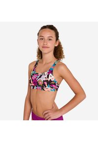 OLAIAN - Góra kostiumu kąpielowego surfingowego dla dzieci Olaian 500 Nora Azalea. Kolor: fioletowy. Materiał: materiał, poliester, elastan