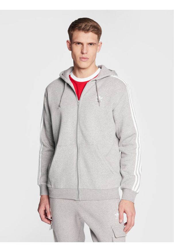 Adidas - adidas Bluza 3-Stripes ED5969 Szary Regular Fit. Kolor: szary. Materiał: syntetyk, bawełna