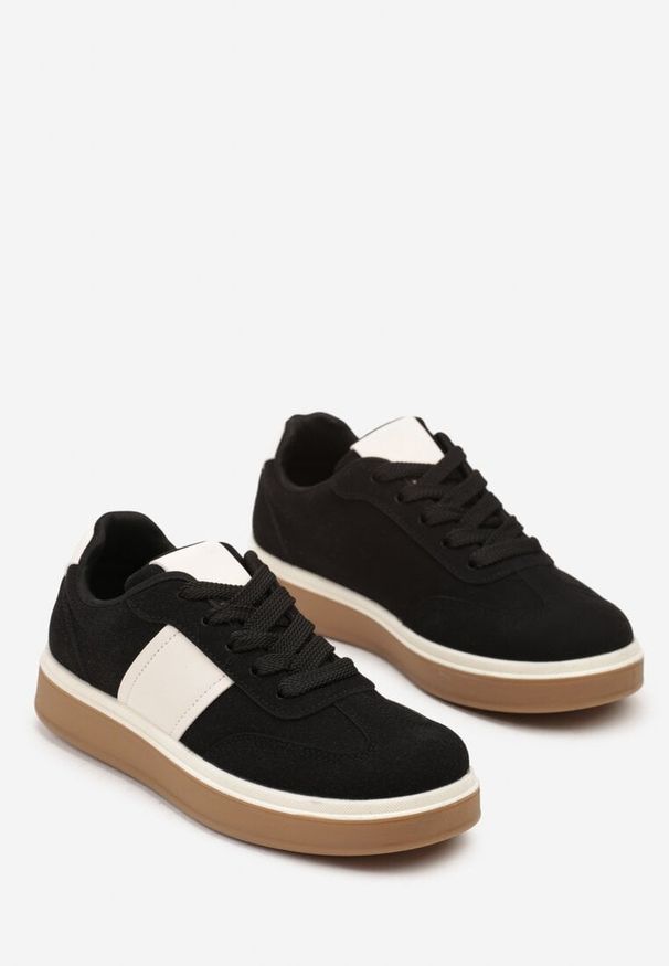 Born2be - Czarne Sneakersy w Stylu Tenisówek Larrive. Okazja: na co dzień. Kolor: czarny. Materiał: jeans, dresówka