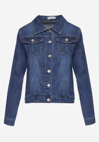 Renee - Granatowa Klasyczna Kurtka Jeansowa z Guzikami Ivonelle. Okazja: na randkę. Kolor: niebieski. Materiał: jeans. Styl: klasyczny #3