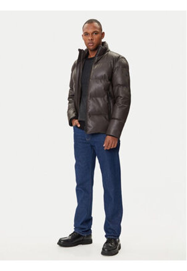 JOOP! Kurtka skórzana 17 Loman 80000852 Brązowy Regular Fit. Kolor: brązowy. Materiał: skóra