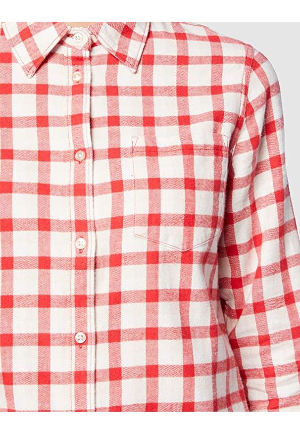 Wrangler - WRANGLER LS 1PKT SHIRT DAMSKA KOSZULA MATERIAŁOWA LOLLIPOP RED W5Z1T2XSK 112130367. Materiał: materiał