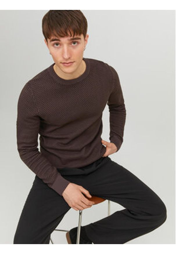 Jack & Jones - Jack&Jones Sweter 12212816 Brązowy Regular Fit. Kolor: brązowy. Materiał: bawełna