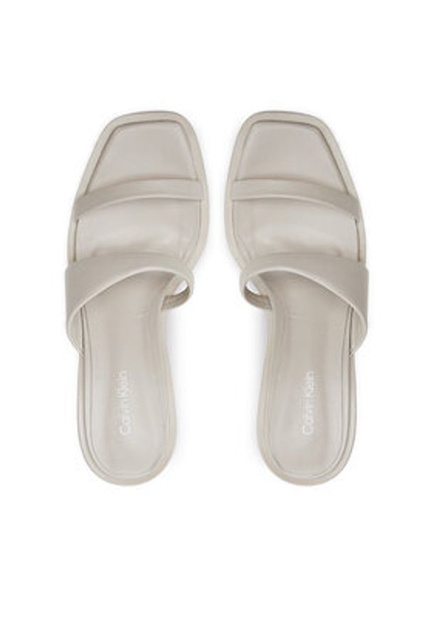 Calvin Klein Klapki Heel Slide 70 Lth HW0HW02072 Beżowy. Kolor: beżowy. Materiał: skóra