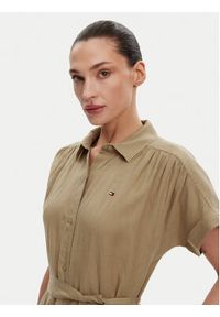 TOMMY HILFIGER - Tommy Hilfiger Sukienka koszulowa Ess WW0WW44653 Beżowy Regular Fit. Kolor: beżowy. Materiał: len. Typ sukienki: koszulowe #5