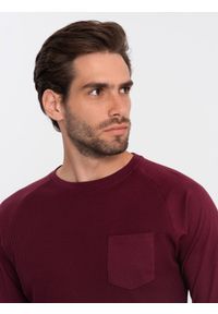 Ombre Clothing - Longsleeve męski o strukturze "wafla" - bordowy V6 - Rozmiar: L. Okazja: na co dzień. Kolor: czerwony. Materiał: bawełna. Długość rękawa: długi rękaw. Styl: klasyczny, sportowy, casual #4