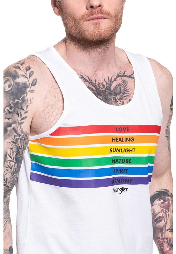 Wrangler - WRANGLER T SHIRT PRIDE TANK WHITE W769D3989 112131106. Wzór: nadruk