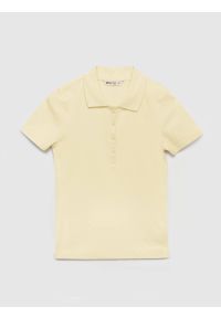 Big-Star - Koszulka damska polo slim z subtelnym haftem żółta Rafaela 200. Typ kołnierza: polo. Kolor: żółty. Materiał: materiał, tkanina, prążkowany, dzianina. Wzór: haft. Sezon: lato. Styl: elegancki #6