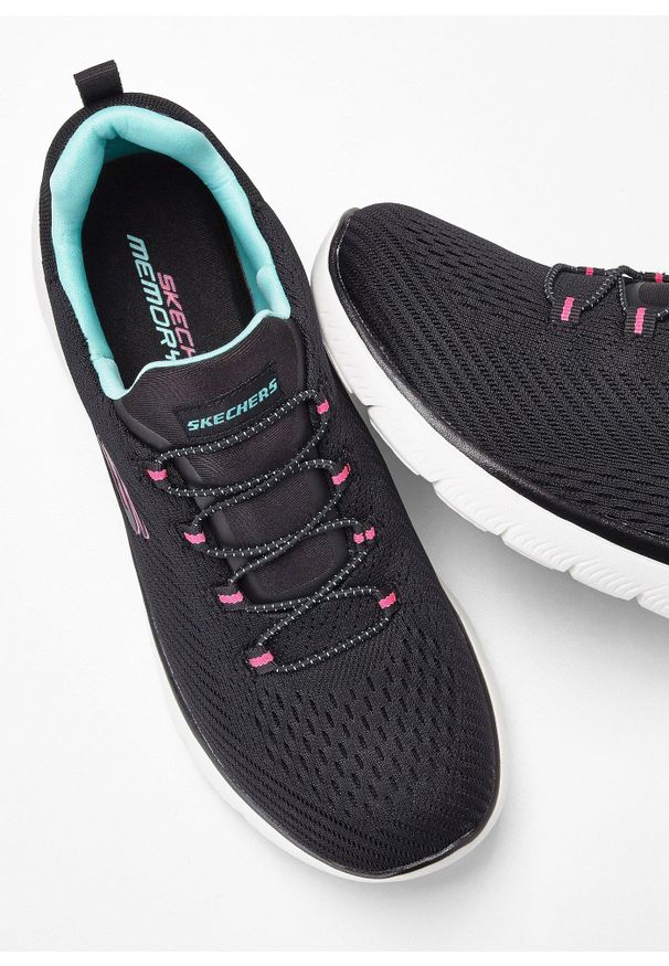 bonprix - Sneakersy Skechers z pianką memory. Kolor: czarny. Materiał: materiał
