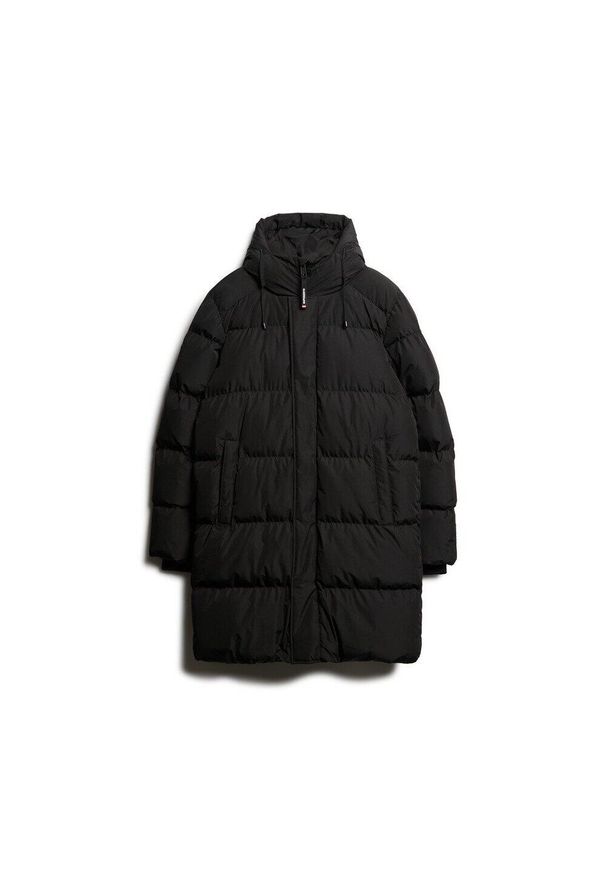 Kurtka z kapturem Superdry Sports. Okazja: na co dzień. Typ kołnierza: kaptur. Kolor: czarny. Materiał: puch. Styl: casual, sportowy