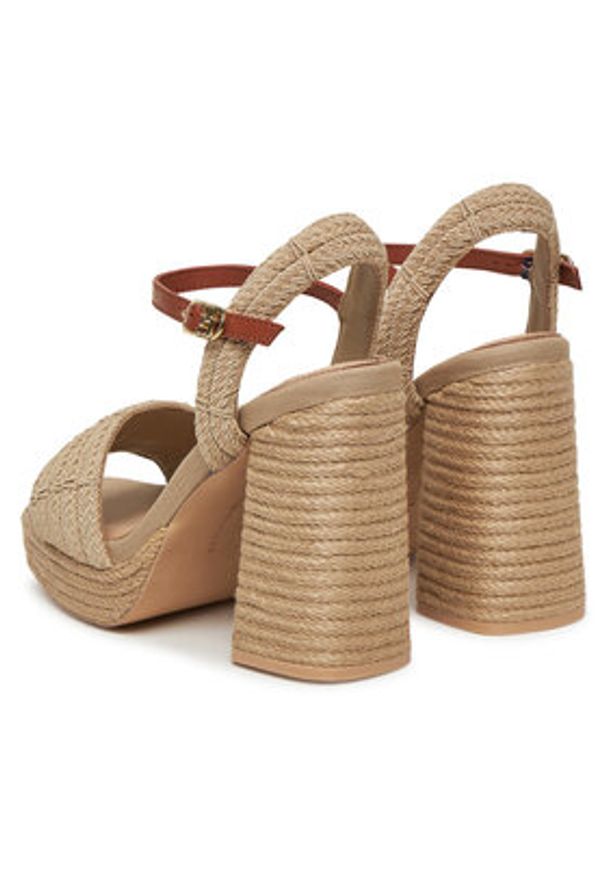 TOMMY HILFIGER - Tommy Hilfiger Espadryle Rope Heel Platform Sandal FW0FW08425 Beżowy. Kolor: beżowy. Materiał: materiał. Obcas: na platformie