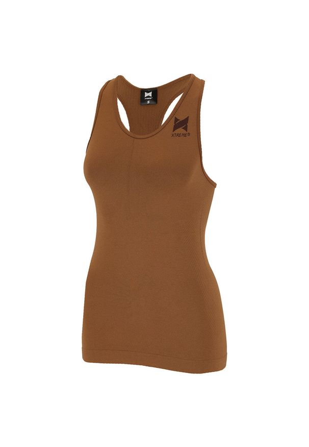 XTREME SOCKSWEAR - Podkoszulek sportowy damski Xtreme Sportswear. Kolor: brązowy. Materiał: poliamid, elastan. Styl: sportowy
