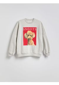 Reserved - Bluza z nadrukiem - jasnoszary. Kolor: szary. Materiał: dzianina, bawełna. Wzór: nadruk #1