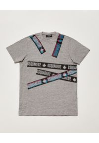 DSQUARED2 KIDS - Szara koszulka z printem i logo 10-16 lat. Kolor: szary. Materiał: bawełna. Wzór: nadruk. Sezon: lato