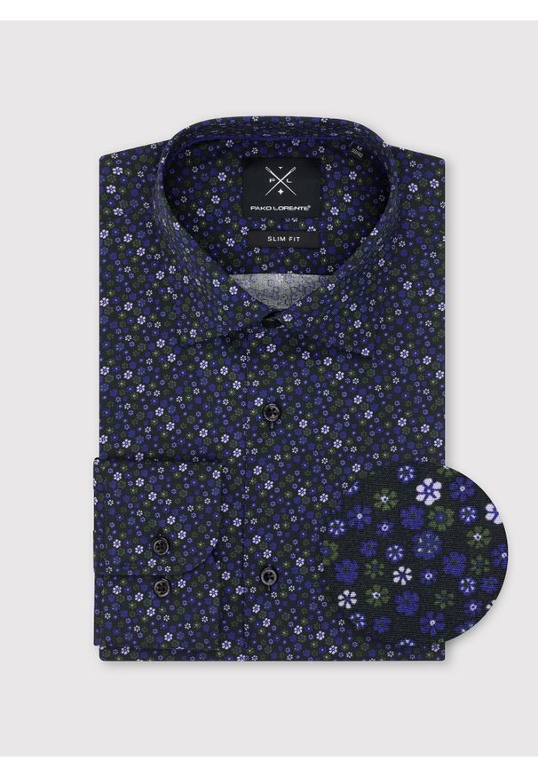 Pako Lorente - PAKO LORENTE – Męska koszula w kwiatowy mikrowzór. Materiał: bawełna, elastan. Długość rękawa: długi rękaw. Długość: długie. Wzór: kwiaty. Sezon: wiosna, lato