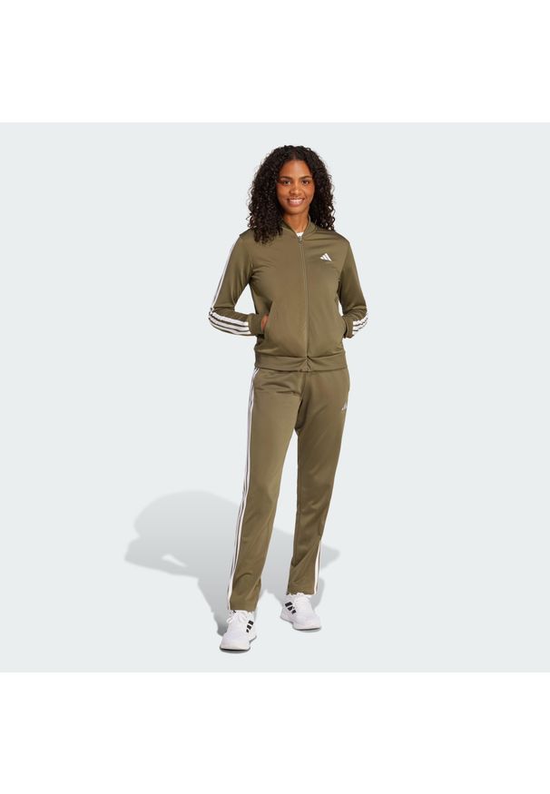 Adidas - Dres Essentials 3-Stripes. Kolor: beżowy. Materiał: dresówka. Sport: fitness