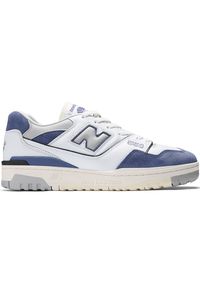 Buty unisex New Balance BB550BWG – białe. Kolor: biały. Materiał: skóra, zamsz, materiał. Szerokość cholewki: normalna. Wzór: aplikacja. Sezon: lato. Sport: koszykówka