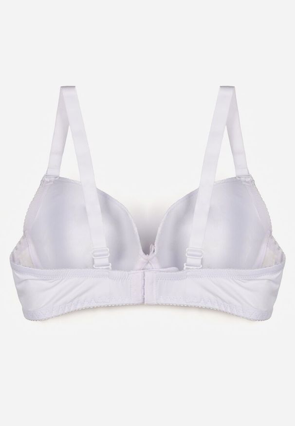 Renee - Biały Biustonosz z Koronką i Cyrkoniami Himelodia. Kolor: biały. Materiał: koronka. Wzór: koronka