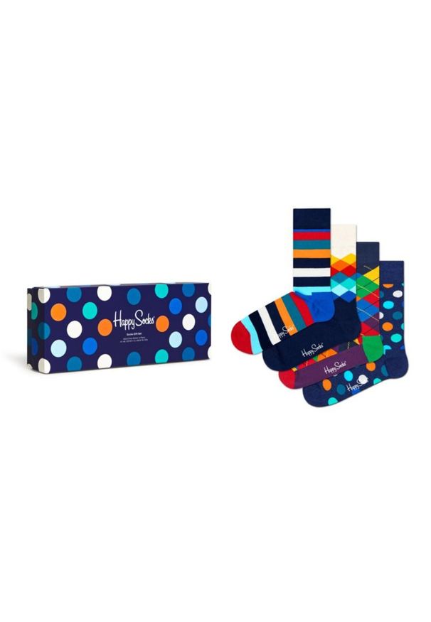Happy-Socks - Skarpetki Happy Socks Multi-color Kolorowe Giftbox 4-pack. Kolor: wielokolorowy. Wzór: kolorowy