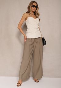 Renee - Zielone Szerokie Spodnie z Wiskozy Mevilia. Okazja: na co dzień. Kolor: zielony. Materiał: wiskoza. Styl: elegancki, casual