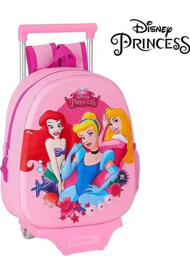 Princesses Disney Plecak szkolny 3D z kółkami 705 Princesses Disney Różowy. Kolor: różowy. Wzór: motyw z bajki