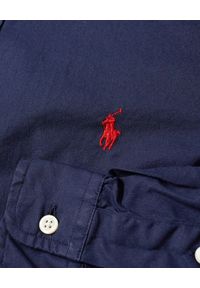 Ralph Lauren - RALPH LAUREN - Granatowa koszula Slim Fit. Typ kołnierza: polo. Kolor: niebieski. Materiał: jeans. Długość rękawa: długi rękaw. Długość: długie. Wzór: haft. Styl: klasyczny