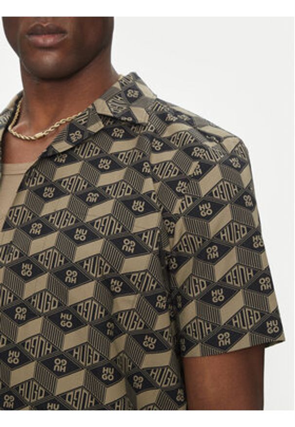 Hugo - HUGO Koszula Ellino 50539705 Czarny Relaxed Fit. Kolor: czarny. Materiał: bawełna