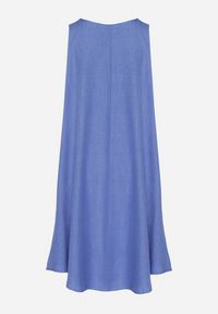 Born2be - Niebieska Rozkloszowana Klasyczna Sukienka Lunetira. Okazja: na co dzień, na spacer. Kolor: niebieski. Materiał: jeans. Typ sukienki: proste. Styl: klasyczny #4