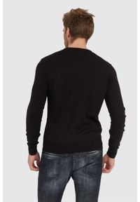 La Martina - LA MARTINA Czarny sweter męski z wełną w serek, Rozmiar 3XL. Typ kołnierza: dekolt w serek. Kolor: czarny. Materiał: wełna