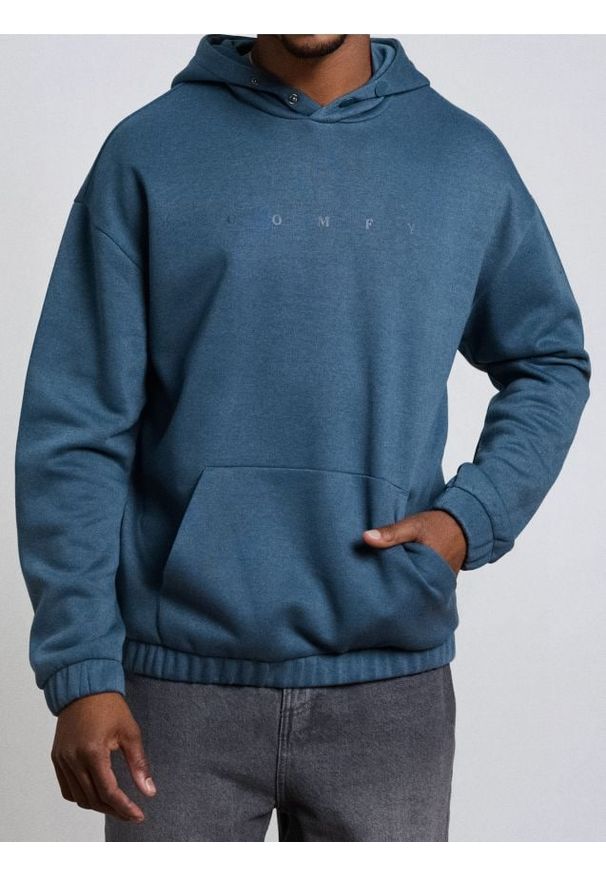 Sinsay - Bluza hoodie - niebieski. Kolor: niebieski