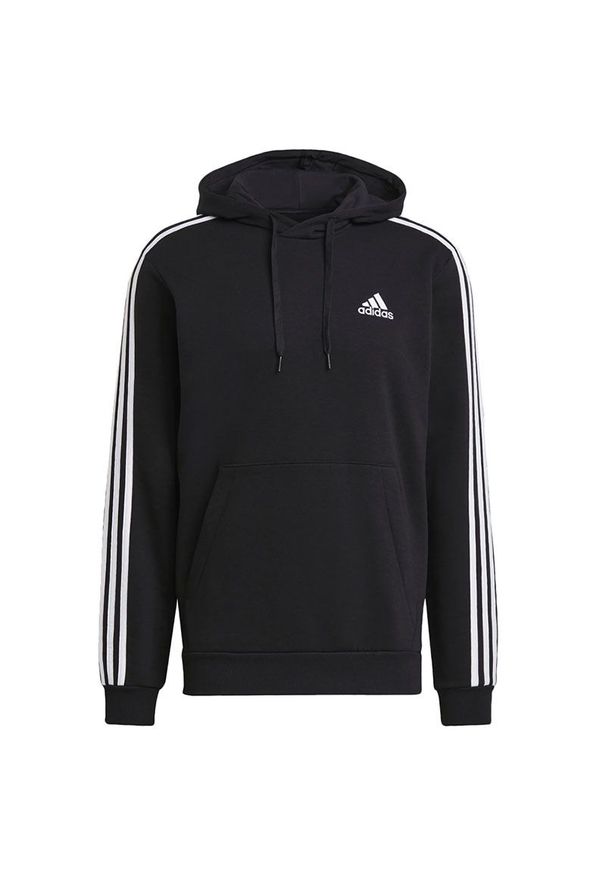 Adidas - Bluza adidas Essentials Fleece 3-Stripes Hoodie GK9072 - czarna. Typ kołnierza: kaptur. Kolor: czarny. Materiał: bawełna, wiskoza, poliester. Wzór: aplikacja. Styl: klasyczny