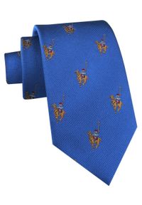 Jedwabny Krawat Męski - His Story - Niebieski, Gracz Polo. Kolor: niebieski. Materiał: jedwab. Styl: klasyczny, elegancki