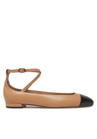 Stuart Weitzman Baleriny Eden Atrap Flat SJ720 Beżowy. Kolor: beżowy. Materiał: skóra #1