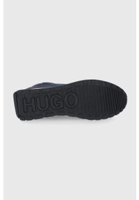 Hugo Buty kolor granatowy. Nosek buta: okrągły. Zapięcie: sznurówki. Kolor: niebieski. Materiał: włókno, guma #3