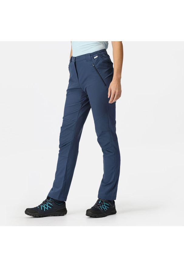 Regatta - Damskie spodnie trekkingowe ze streczem Questra V. Kolor: niebieski. Materiał: tkanina