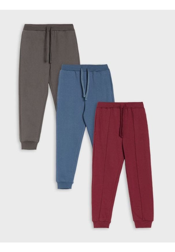 Sinsay - Spodnie loose 3 pack - bordowy. Kolor: czerwony