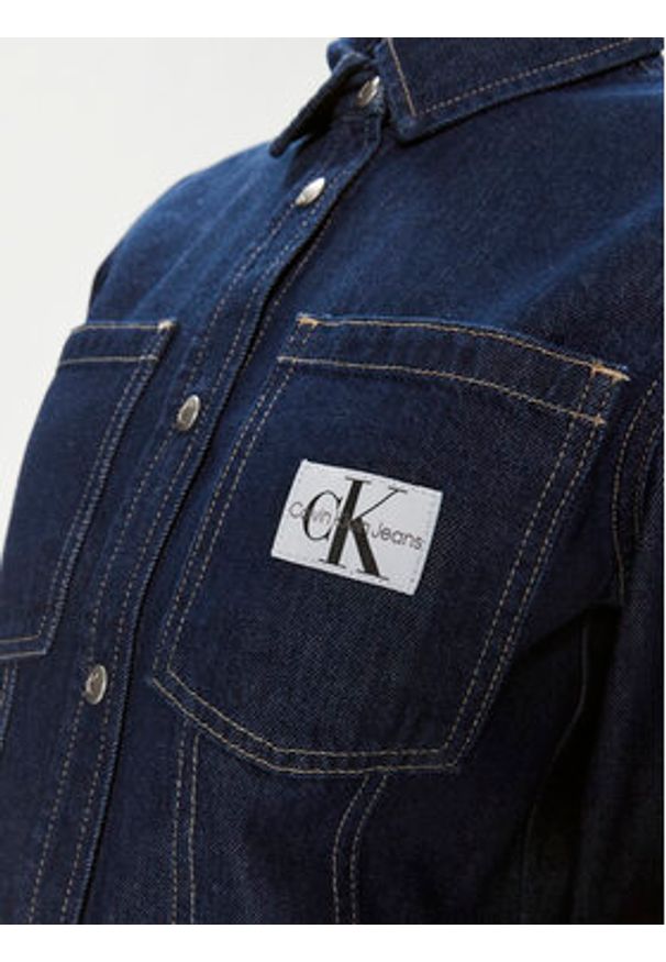 Calvin Klein Jeans Koszula jeansowa Lean J20J222825 Niebieski Slim Fit. Kolor: niebieski. Materiał: bawełna