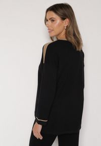 Born2be - Czarny Sweter z Bawełną i Metaliczną Nicią Tusima. Kolor: czarny. Materiał: bawełna. Styl: klasyczny, elegancki #5