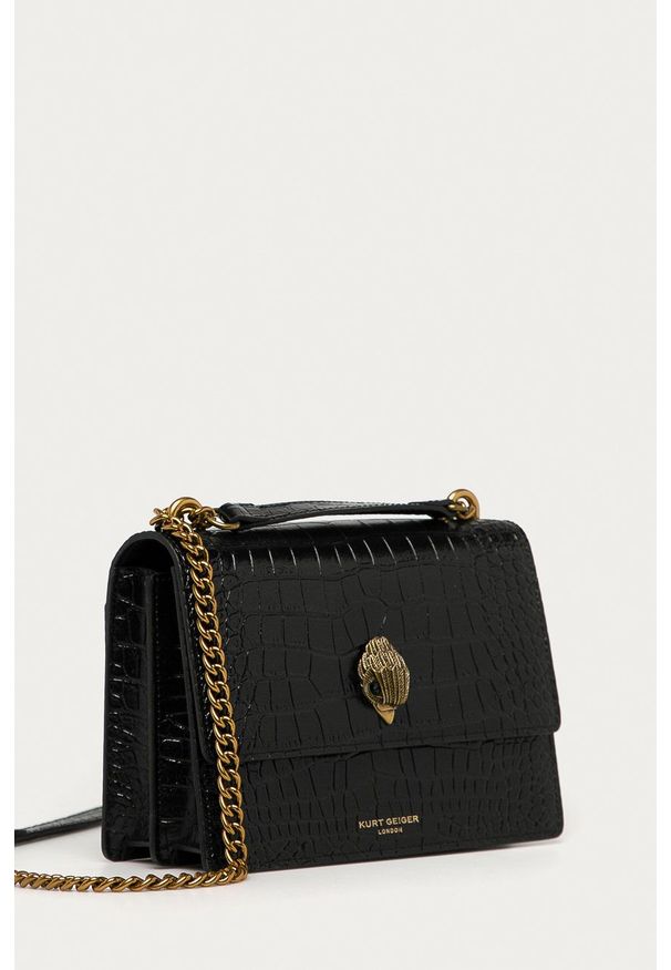 Kurt Geiger London - Torebka skórzana. Kolor: czarny. Materiał: skórzane. Rodzaj torebki: na ramię